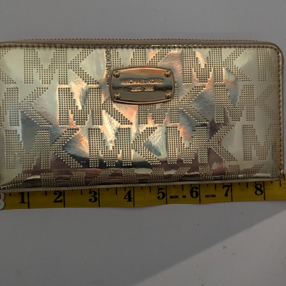 Michael Kors Statement/Runway, Bold Gold Wallet w/ MK stamped in the material